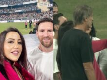 మెస్సీ పక్కన సీఎం భార్య.. ఇదేం ఆటిట్యూడ్ బాబోయ్